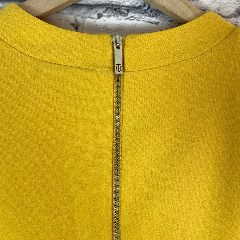Tommy Hilfiger Yellow Mock Neck Sleeveless Dress Gold Buttons Modern 20W NWT - Picture 15 of 15